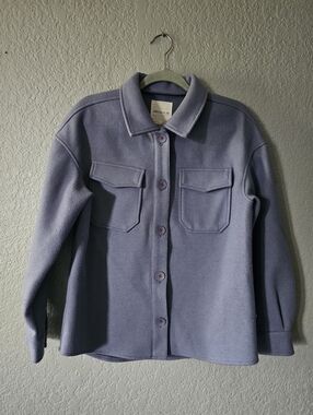 Avec Les Filles Lavender Button-Front Casual Shirt Jacket